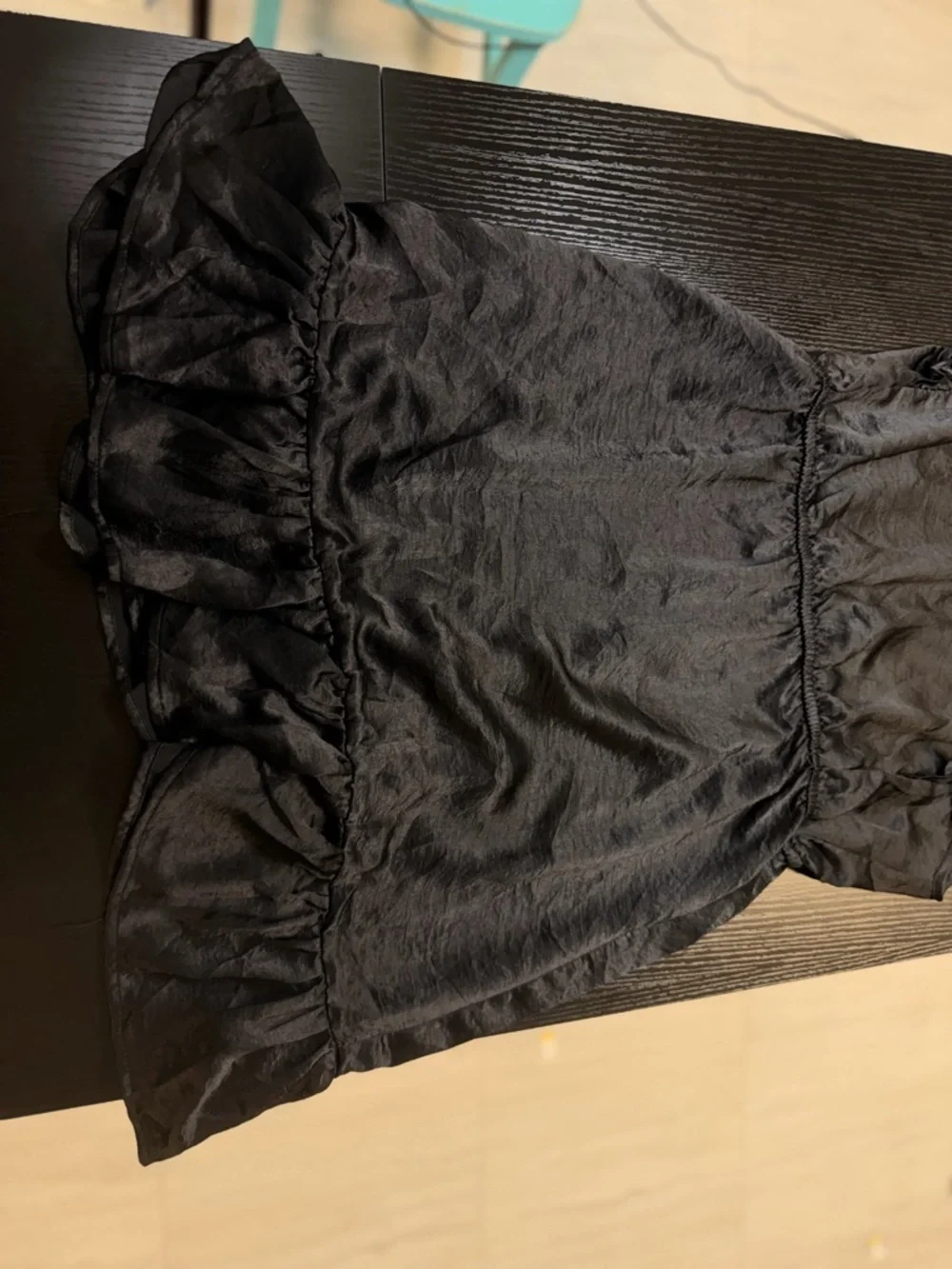 Steve Madden Black Satin-Style Ruffle Dress - Picture 2 of 4
